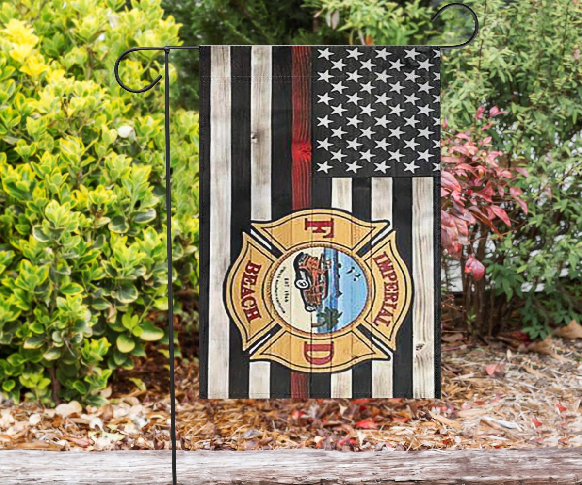 Thin Red Line Imperial Beach Badge Flag Honor Firefighter Rescuer Imperial FD Beach