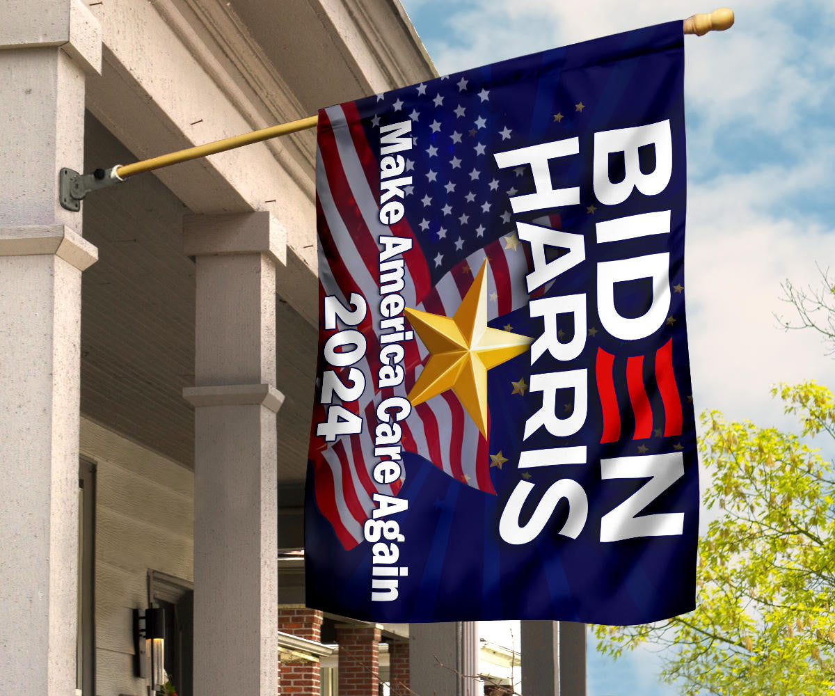 Biden Harris 2024 Flag Make America Care Again Biden Harris Campaign Merch For Sale