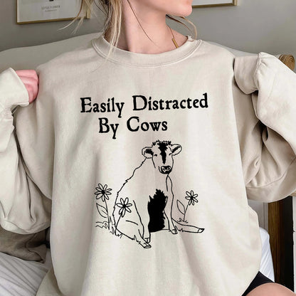 Easily Distracted By Cows Shirt, Trending Unisex Tee Shirt,Unique Shirt Gift,Easily Distracted By Cows Sweatshirt,Funny Cow Farm Love Hoodie