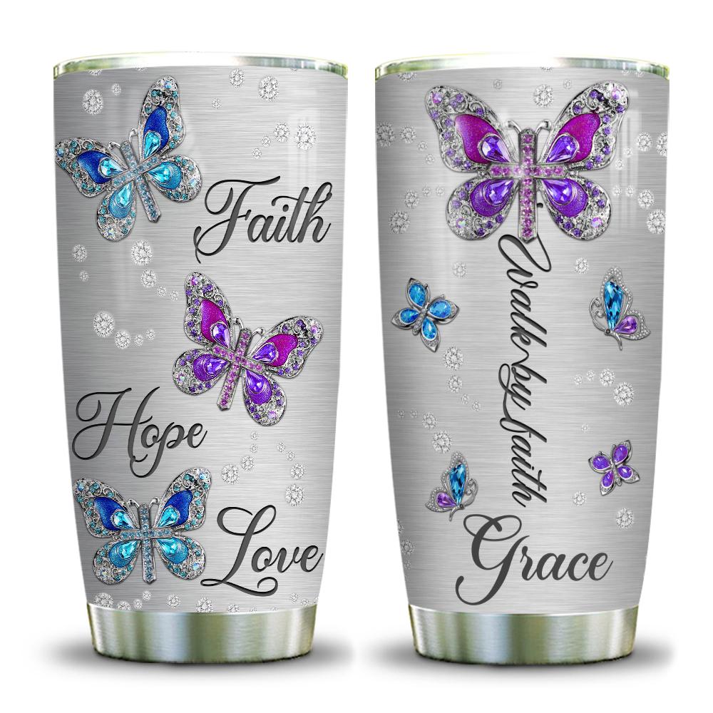 Personalized Butterfly Tumbler Gift For Women Wake By Faith