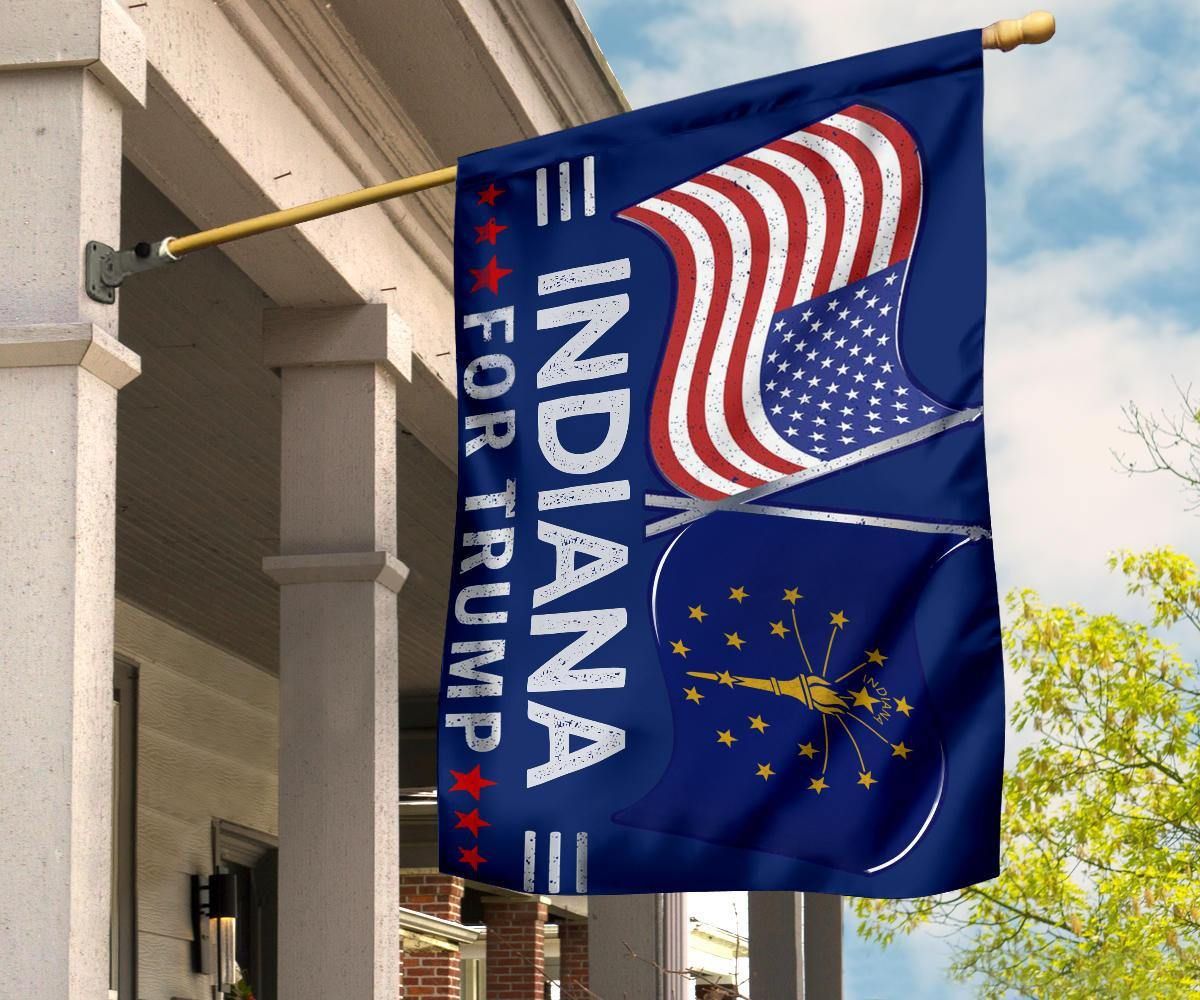 American And Indiana Flag Trump For President 2024