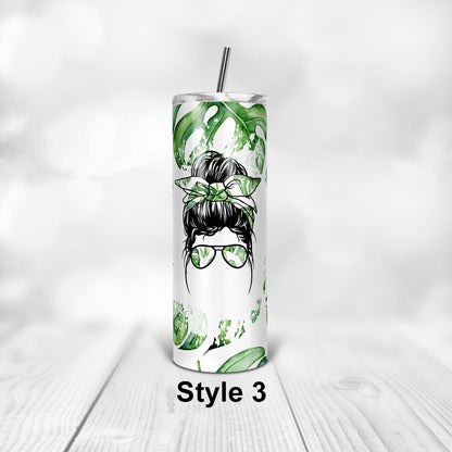 Personalized Mom Skinny Tumbler Mom Life Bun Hair