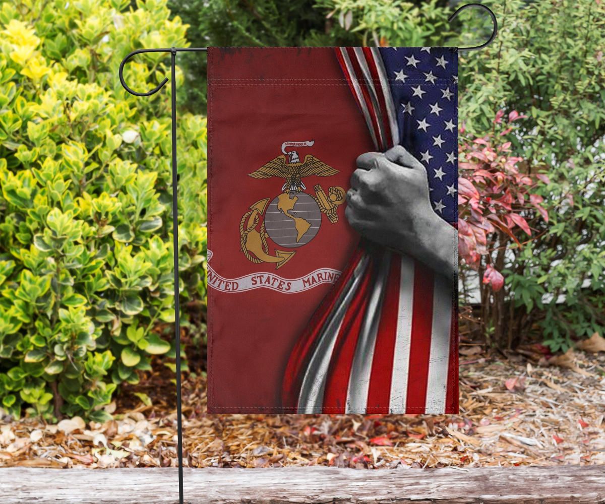 U.S Marine Corps Flag Inside American Flag Patriotic Welcome Holiday 4Th July Decor In-Outdoor