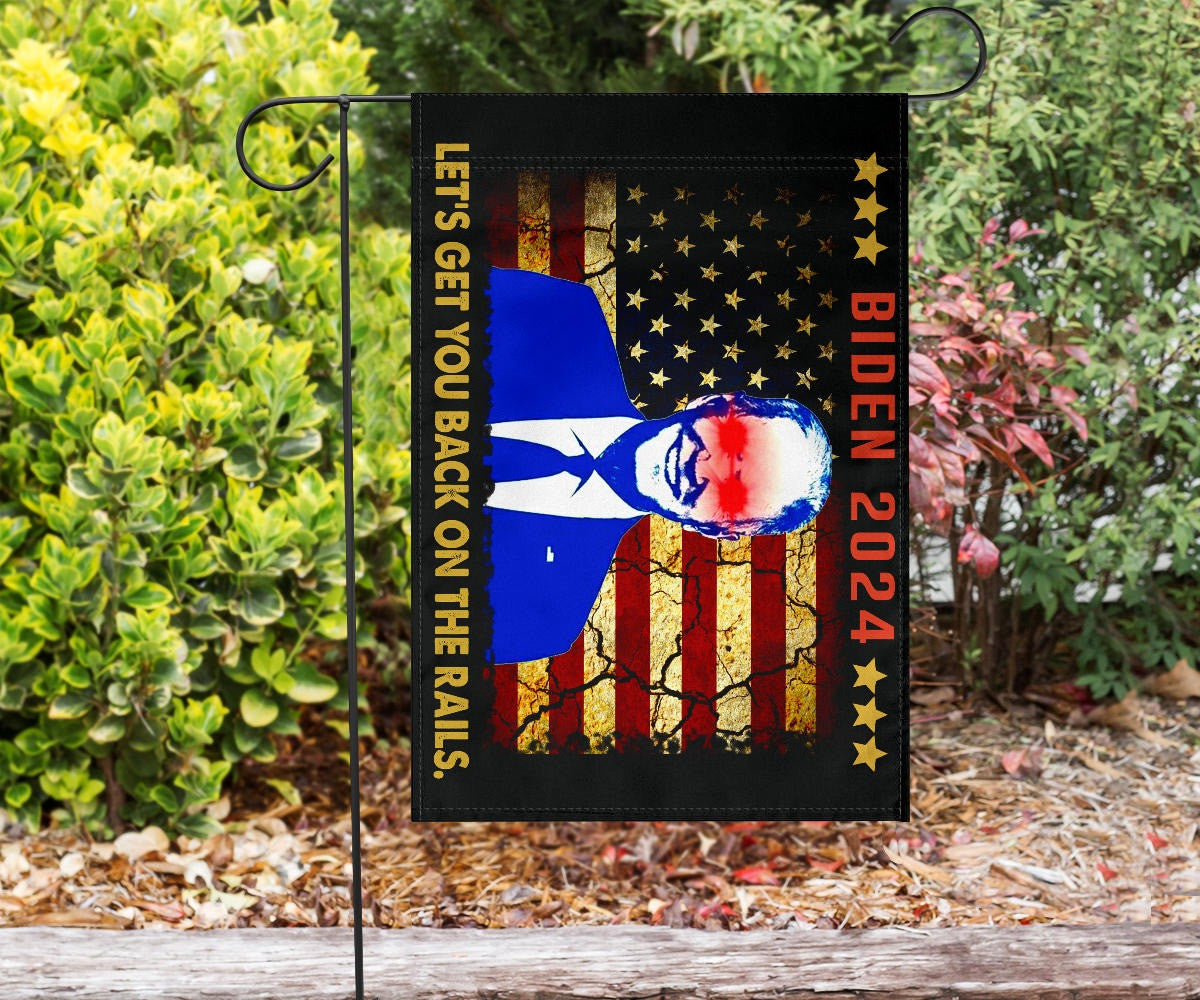 Biden 2024 Flag Let's Get You Back On The Rails Dark Brandon Merch For Biden Supporters