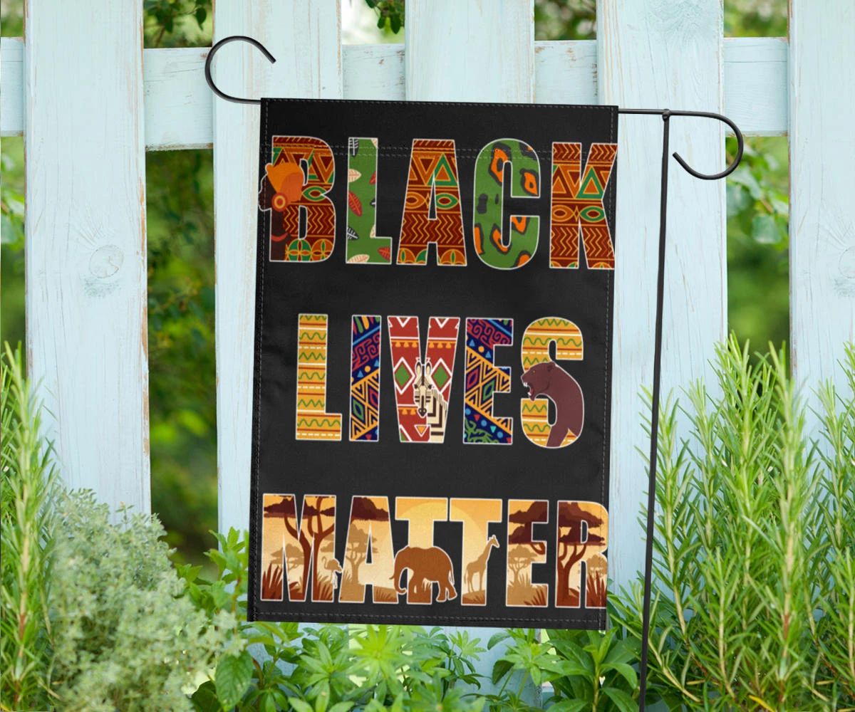 Black Lives Matter Flag Traditional African Patterns Letters Flag Outdoor Decor