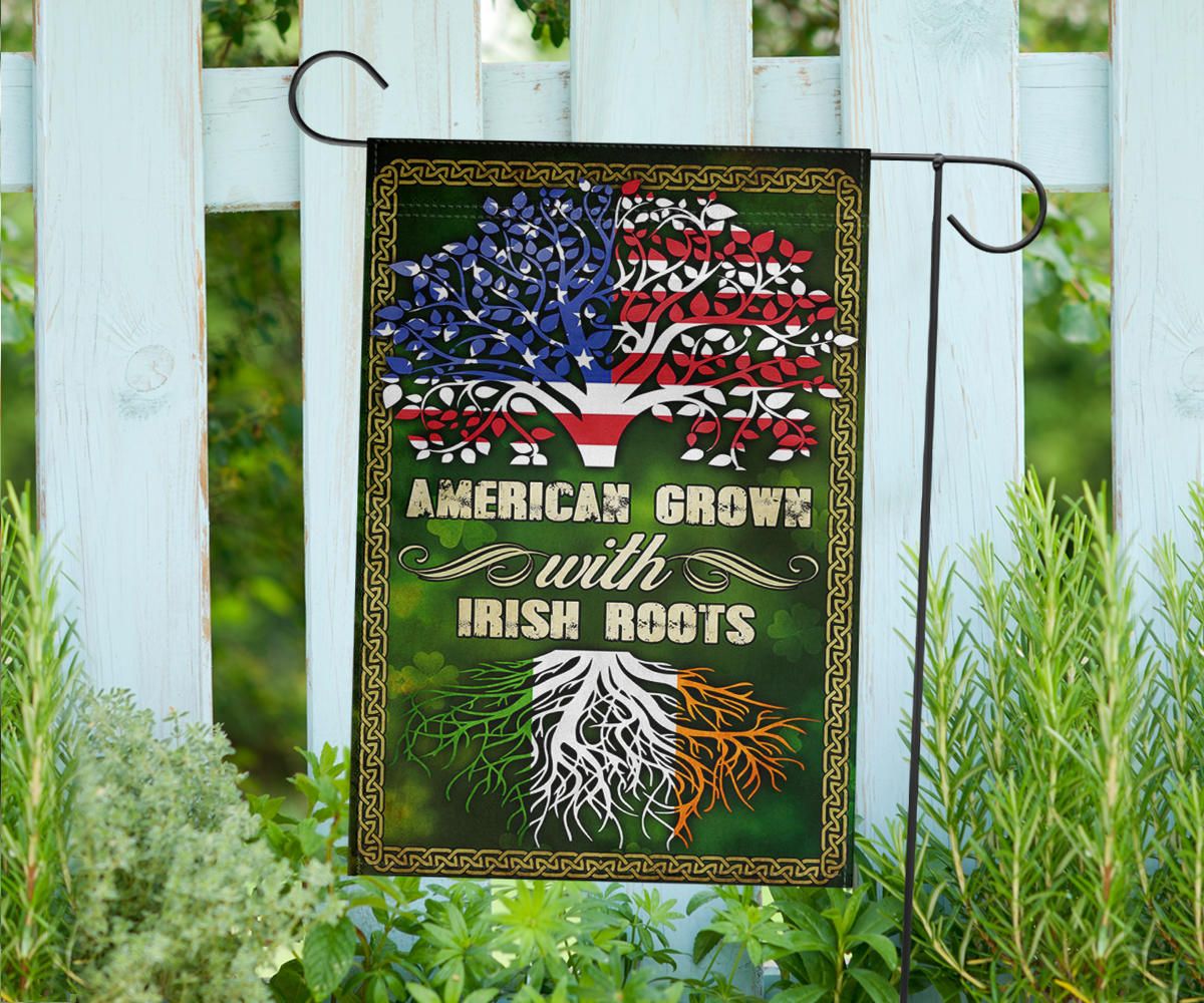 American Grown With Irish Roots Flag Shamrock Flag St Patrick's Day Flag