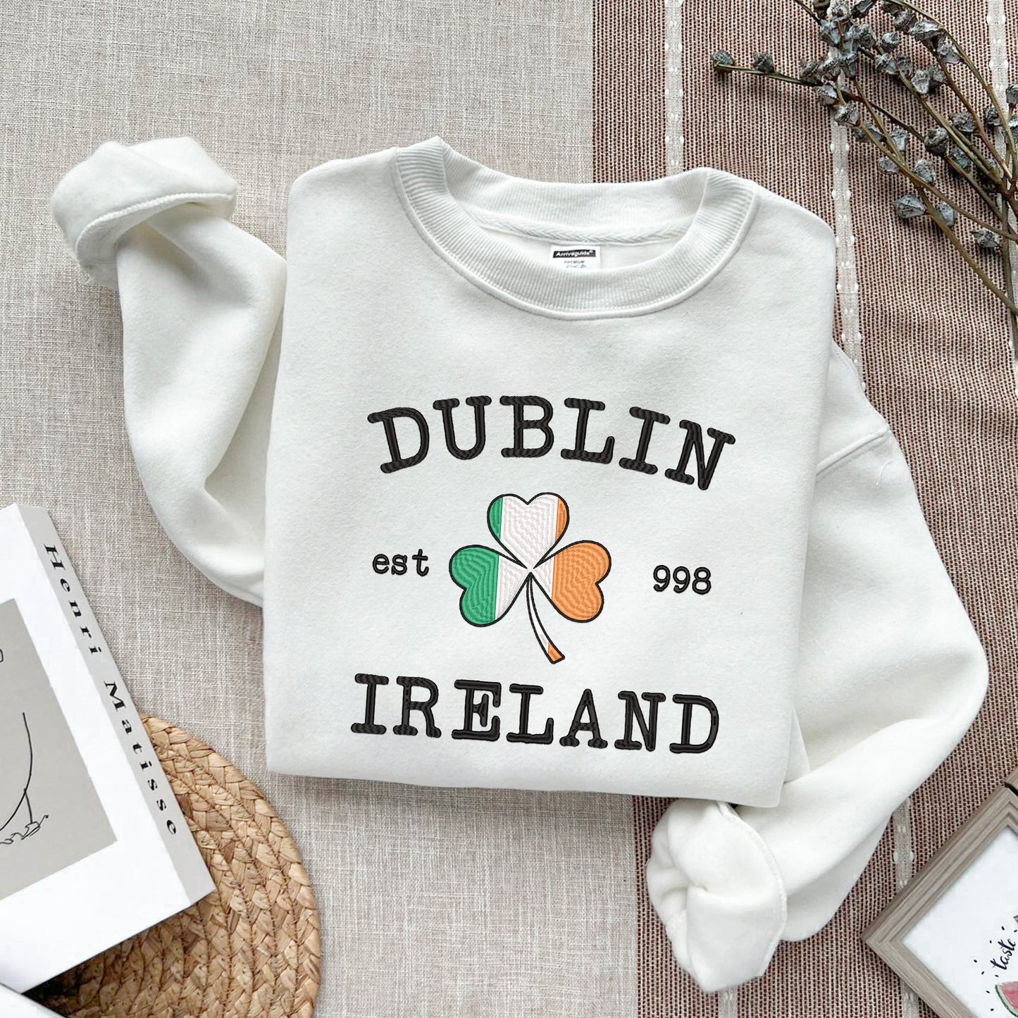 Dublin Ireland embroidered sweatshirt, Ireland Sweatshirt, Custom Embroidered Dublin Ireland Sweatshirt, Unisex Crewneck Sweater