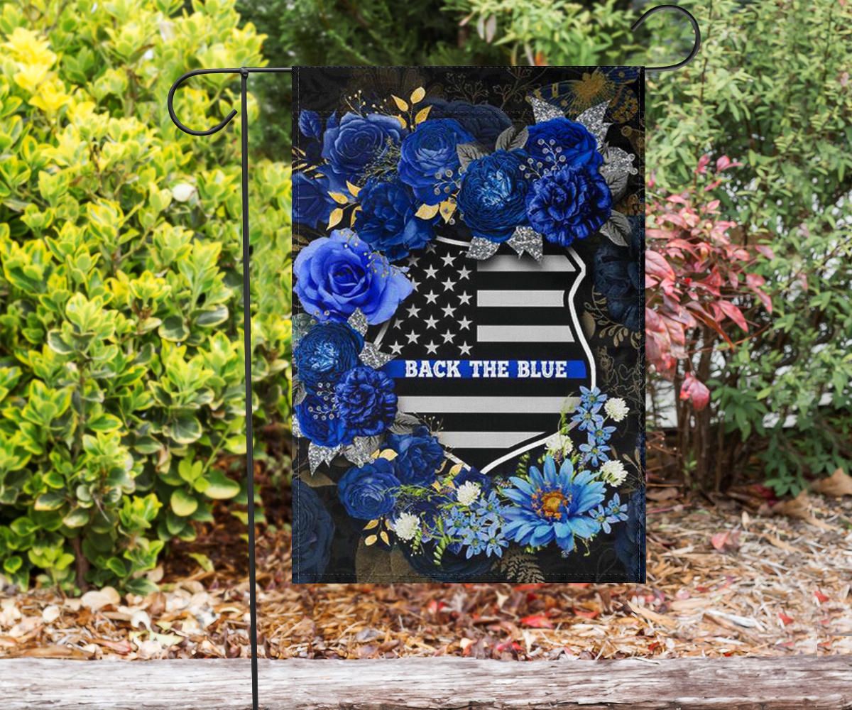 Back The Blue Flag Flower Thin Blue Line Flag Decor Support Police Law Enforcement Gift