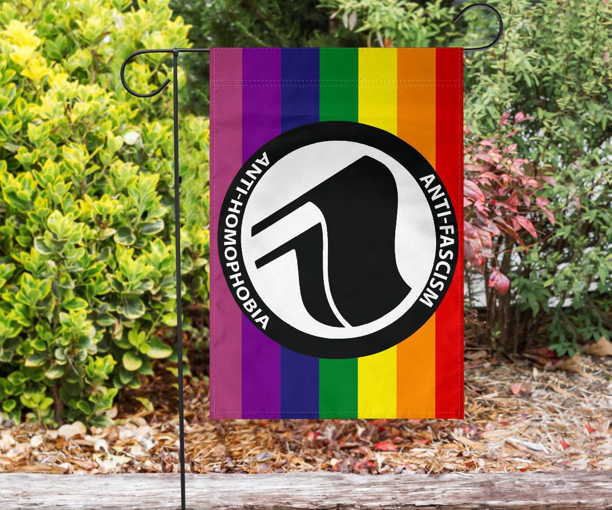 Antifa Anti Homophobia Flag LGBT Pride Anti Fascism Racism Anti Homophobe LGBTQ Supporter