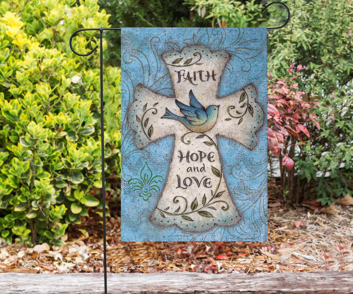 Faith Hope And Love Cross Flag Indoor Outdoor Decor Christian Mothers Day Gift