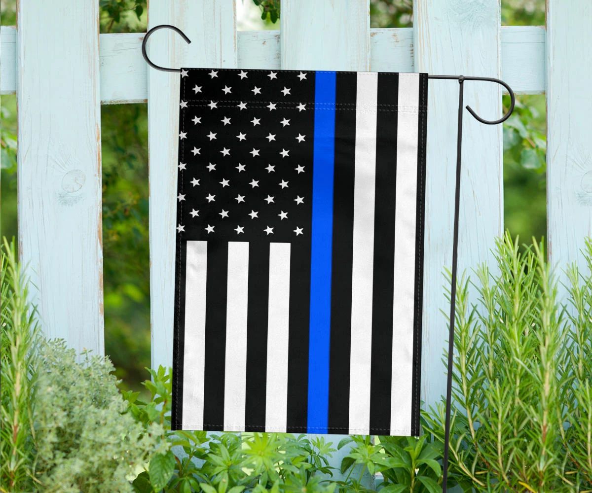 Thin Blue Line Flag With Stars And Stripes - Black White And Blue American Police Flag