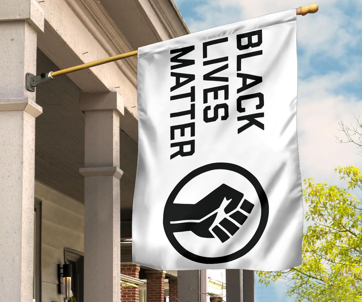 Black Lives Matter Fist Flag For Outdoor Decoration Banner White