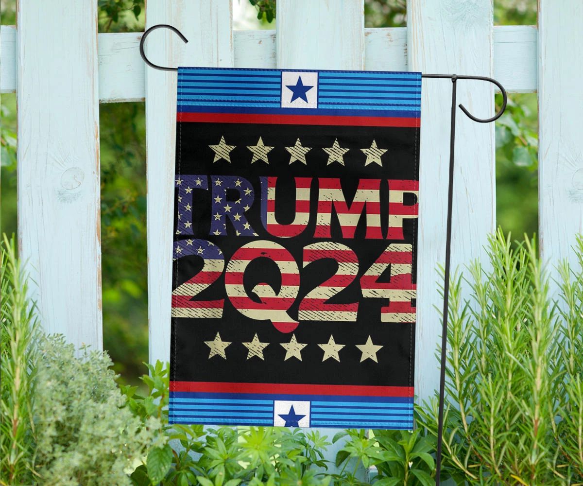 Trump 2024 Jfk Jr Flag Stripes On American Flag Garden Decoration Patriot Gifts