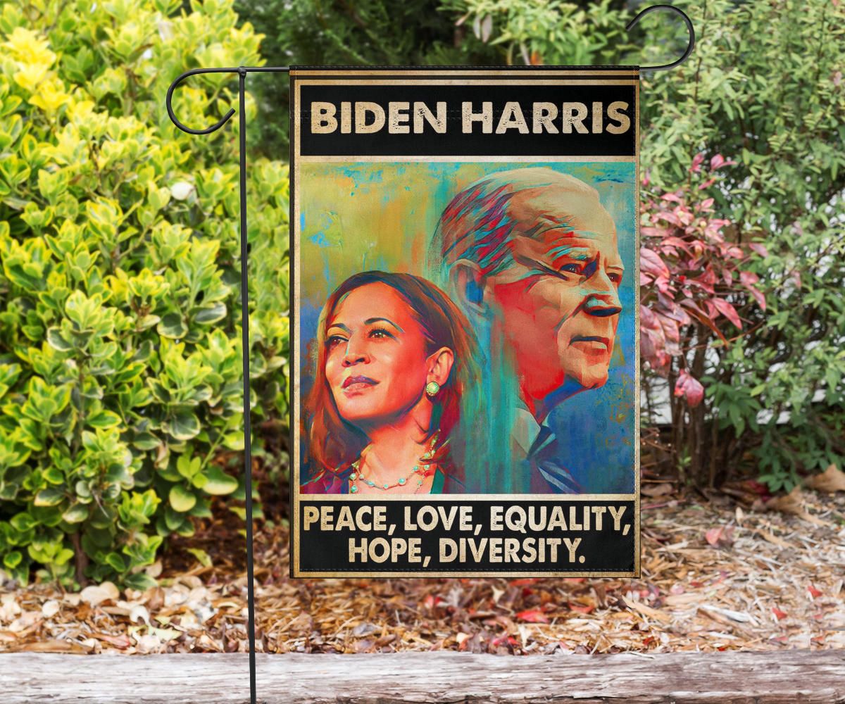 Biden Harris Flag Peace Love Equality Hope Diversity Biden Merch Outdoor Decor