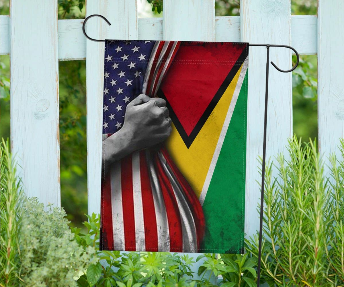 American Flag And Guyana National Country Flag