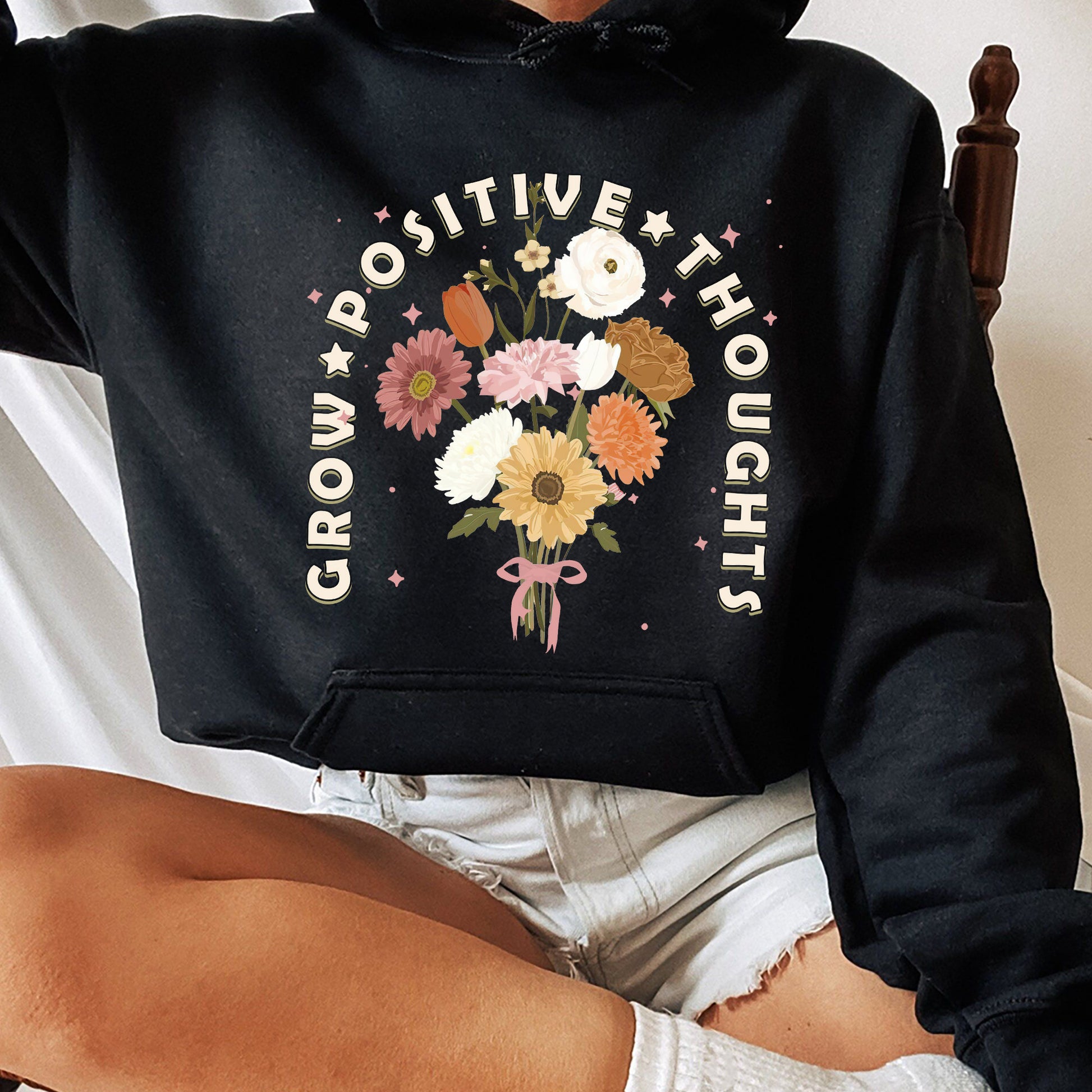 Grow Positive Thoughts Tee, Trending Unisex Tee Shirt, Unique SHirt Gift,Bohemian Style Shirt, Grow Positive Thoughts Sweatshirt Hoodie