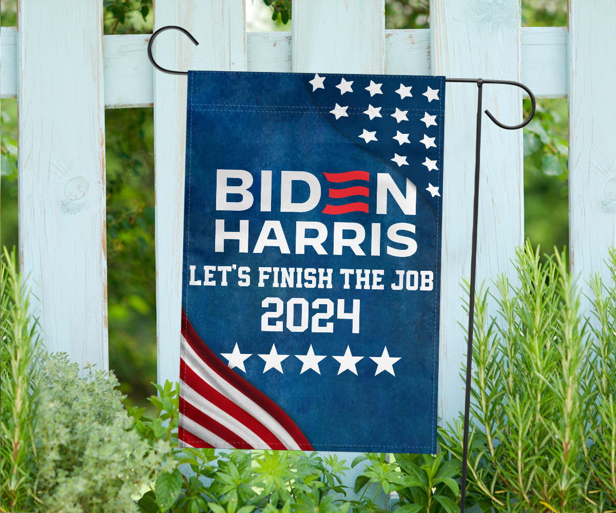 Biden Harris 2024 Flag Let's Finish The Job Joe Biden 2024 Presidential Campaign Slogan