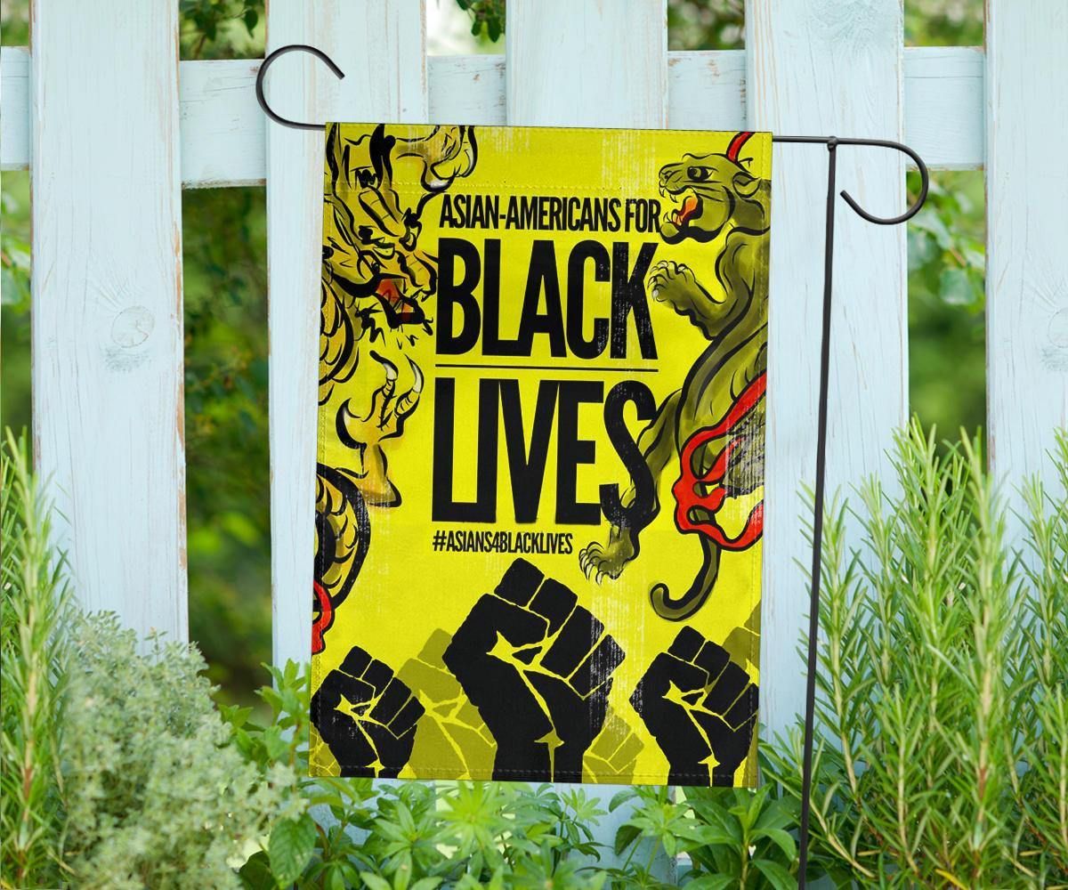 Asian-Americans For Black Lives Flag Yellow Peril Support Black Power Stop AAPI Hate Decor