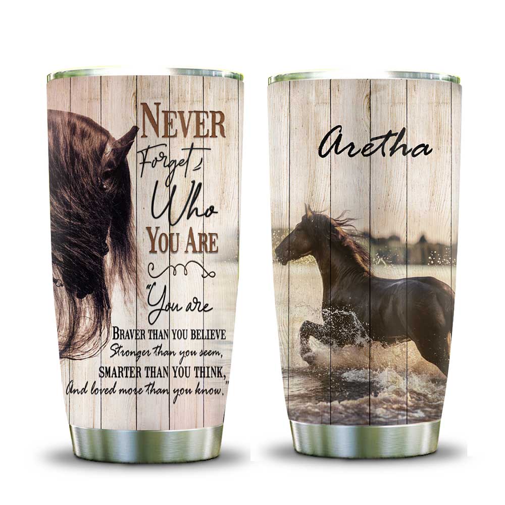 Personalized Black Horse Tumbler Never Forget Who You Are