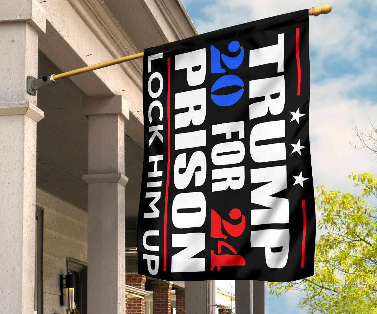 Trump 20 For 24 Prison Lock Him Up Flag Anti Donald Trump 2024 Merchandise