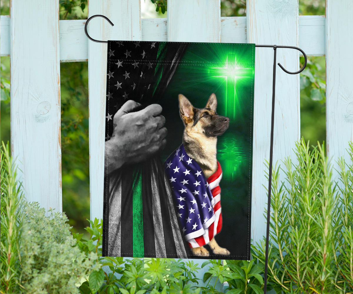 Thin Green Line Dog America Flag God Bless America Decor