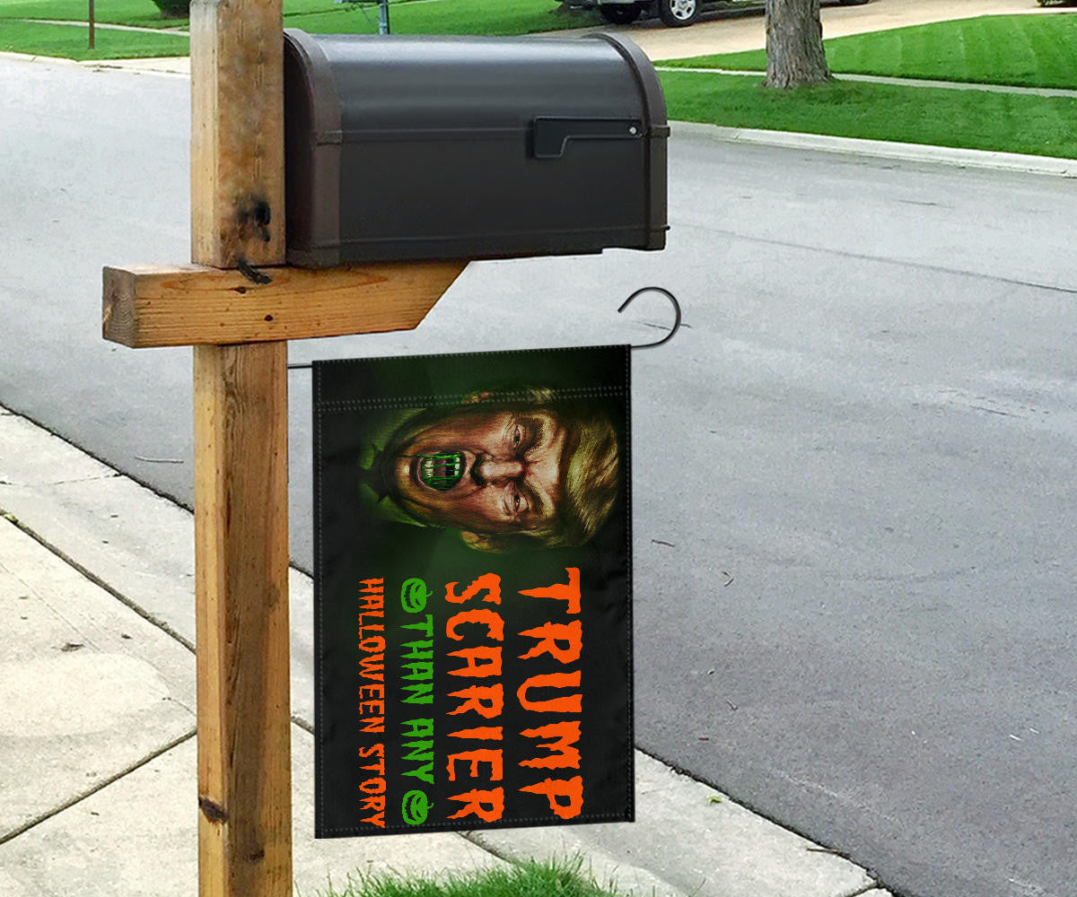 Trump Scarier Than Any Halloween Story Flag Anti Trump Political Halloween Lawn Decorations