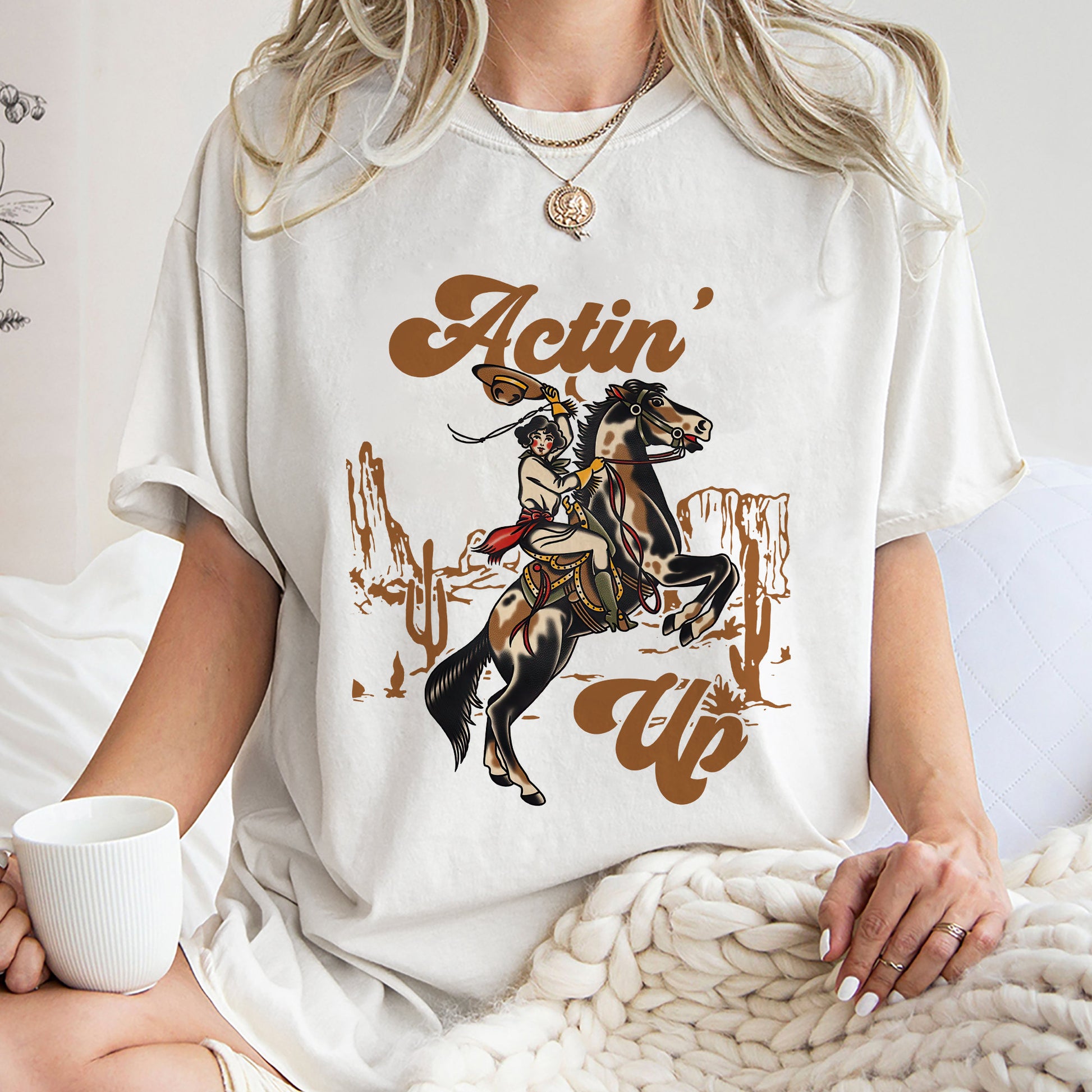 Actin Up Cowgirl Horse Shirt, Trending Unisex Tee Shirt, Western Cowgirls Sweatshirt Hoodie, Saddle Up Buttercup Shirt