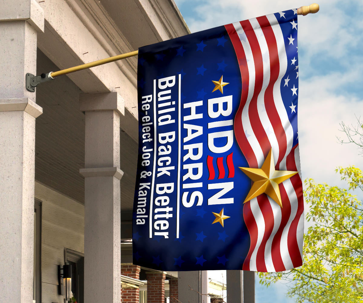 Biden Harris 2024 Flag Build Back Better Re-Elect Joe Kamala Presidential Campaign Merch