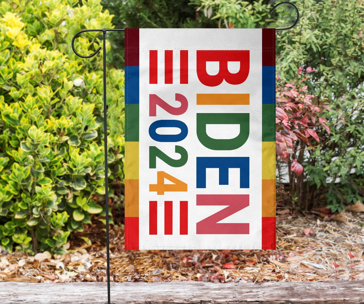 Biden 2024 Flag LGBTQ Hope Love Peace Biden Harris Campaign Merch 2024 Presidential Election