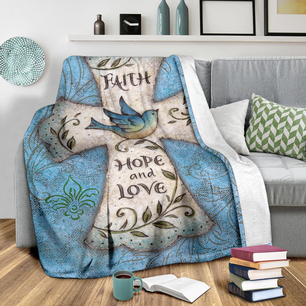 Faith Hope And Love Cross Fleece Religious Christian Mother's Day Gift For Women