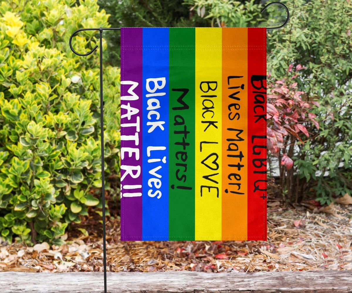 BLM And LGBT Flag Rainbow Flag Black Lives Matter Right Racism Flag Inside Outside Decor