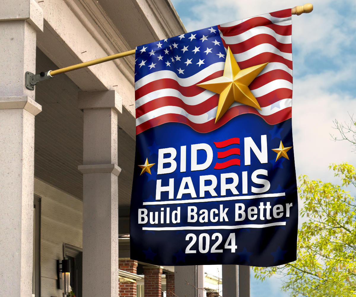 Biden Harris 2024 Build Back Better Flag Re-Vote Joe Biden Presidential Campaign Banner