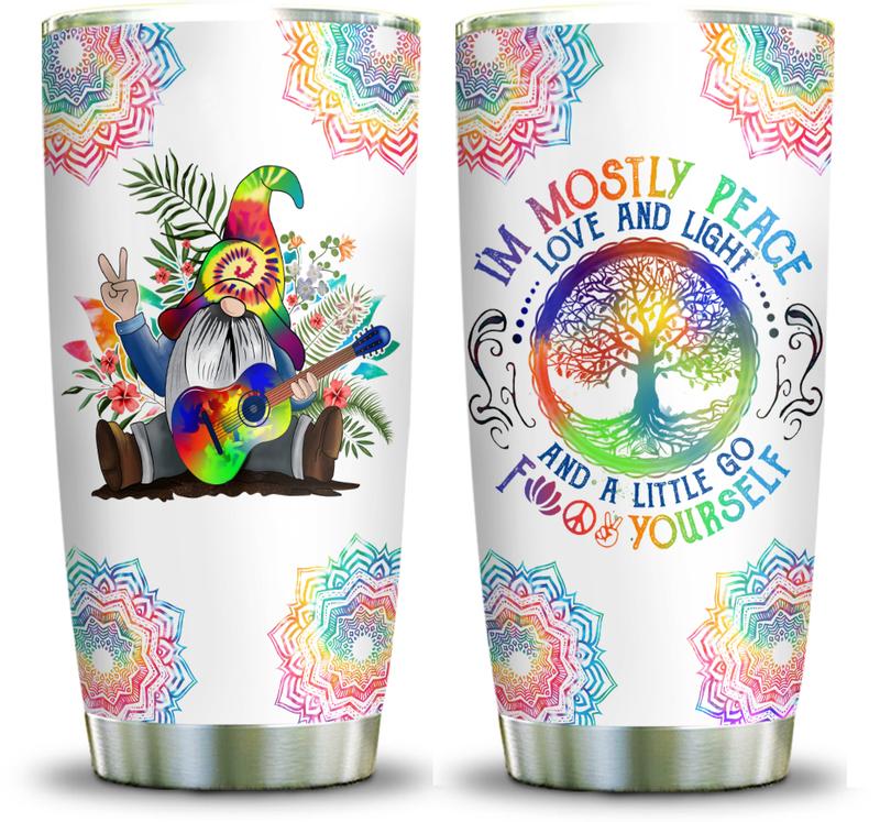 Tie Dye Gnome Hippie Tumbler Im Mostly Peace Love And Light