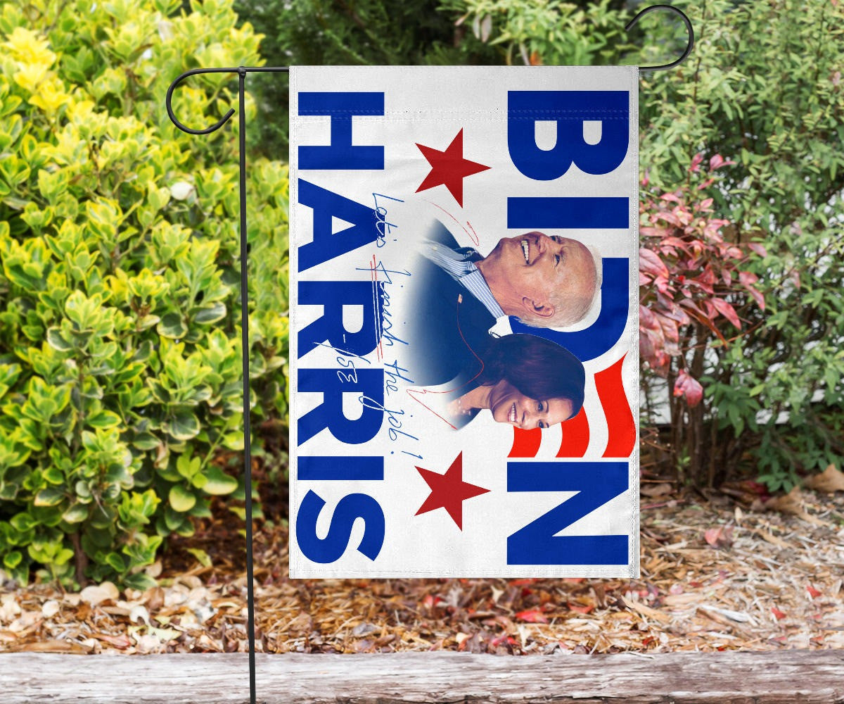 Biden Harris 2024 Flag Let's Finish The Job Joe Biden Campaign Merch 2024 Presidential Election