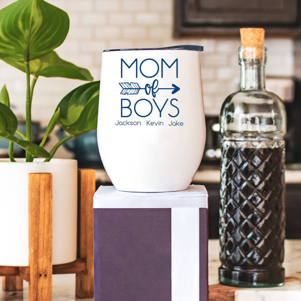 Personalized Mom Wine Tumbler Mom Of Boys