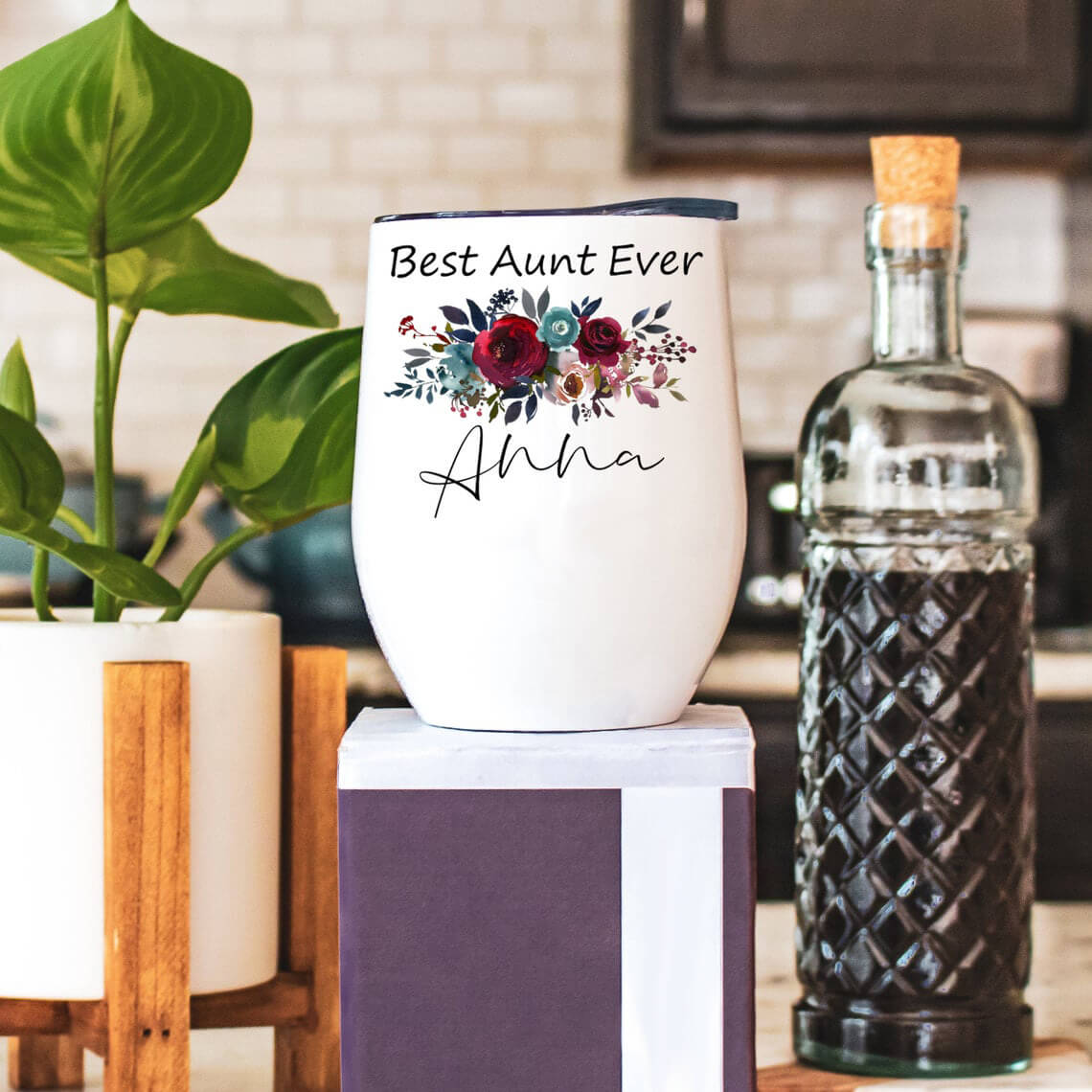 Personalized Aunt Wine Tumbler Best Aunt Ever