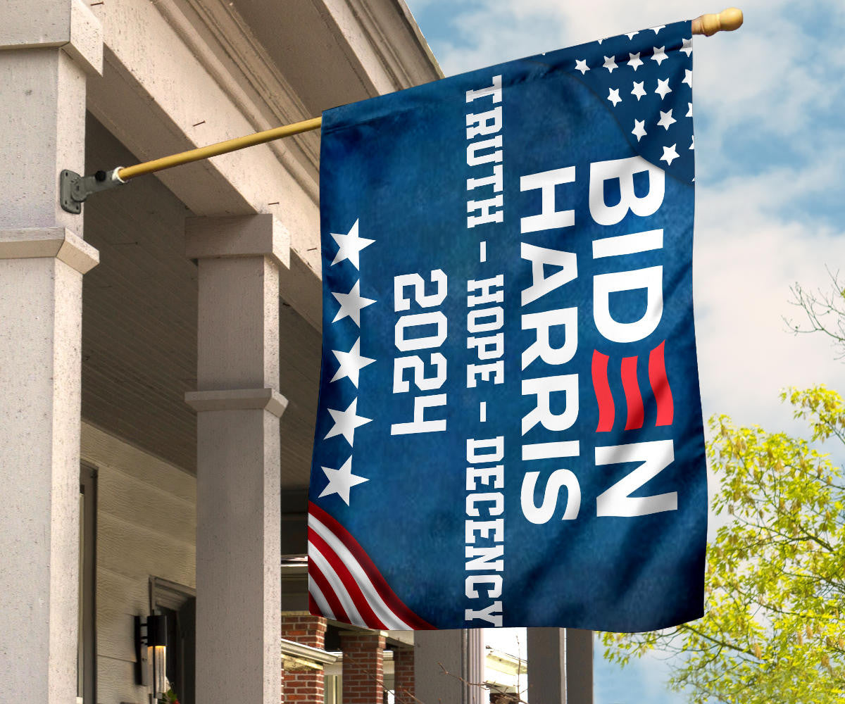 Biden Harris 2024 Truth Hope Decency Flag Joe Biden Presidential Election Yard Flag Decor