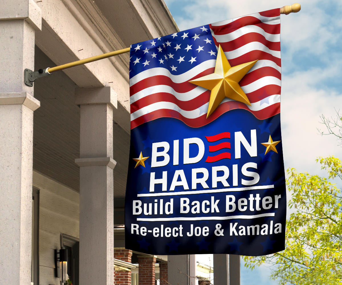 Biden Harris 2024 Flag Build Back Better Re-Elect Joe And Kamala Presidential Campaign