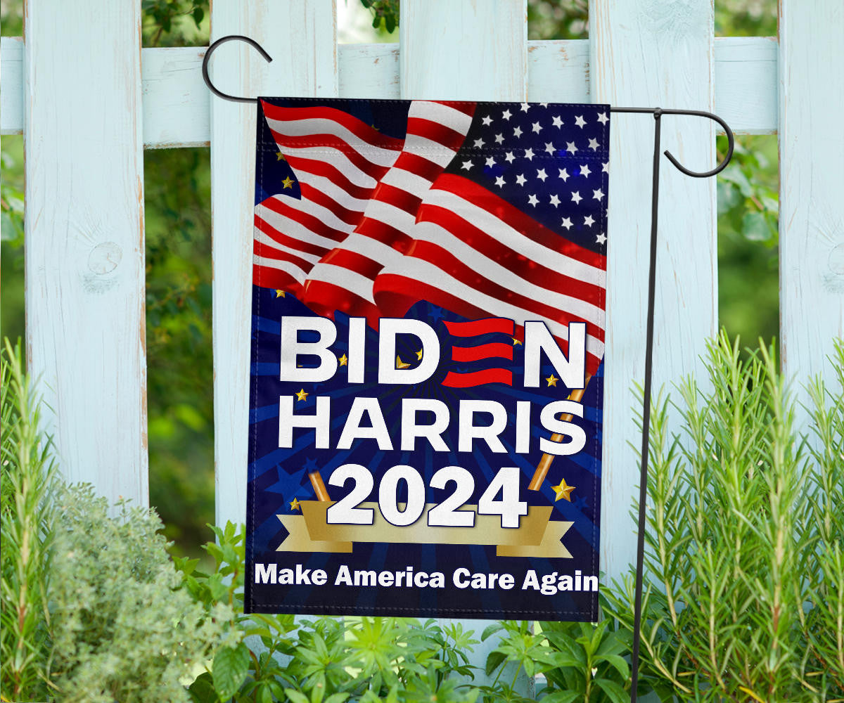 Biden Harris 2024 Make America Care Again Flag Joe Biden Campaign Slogan USA Flag