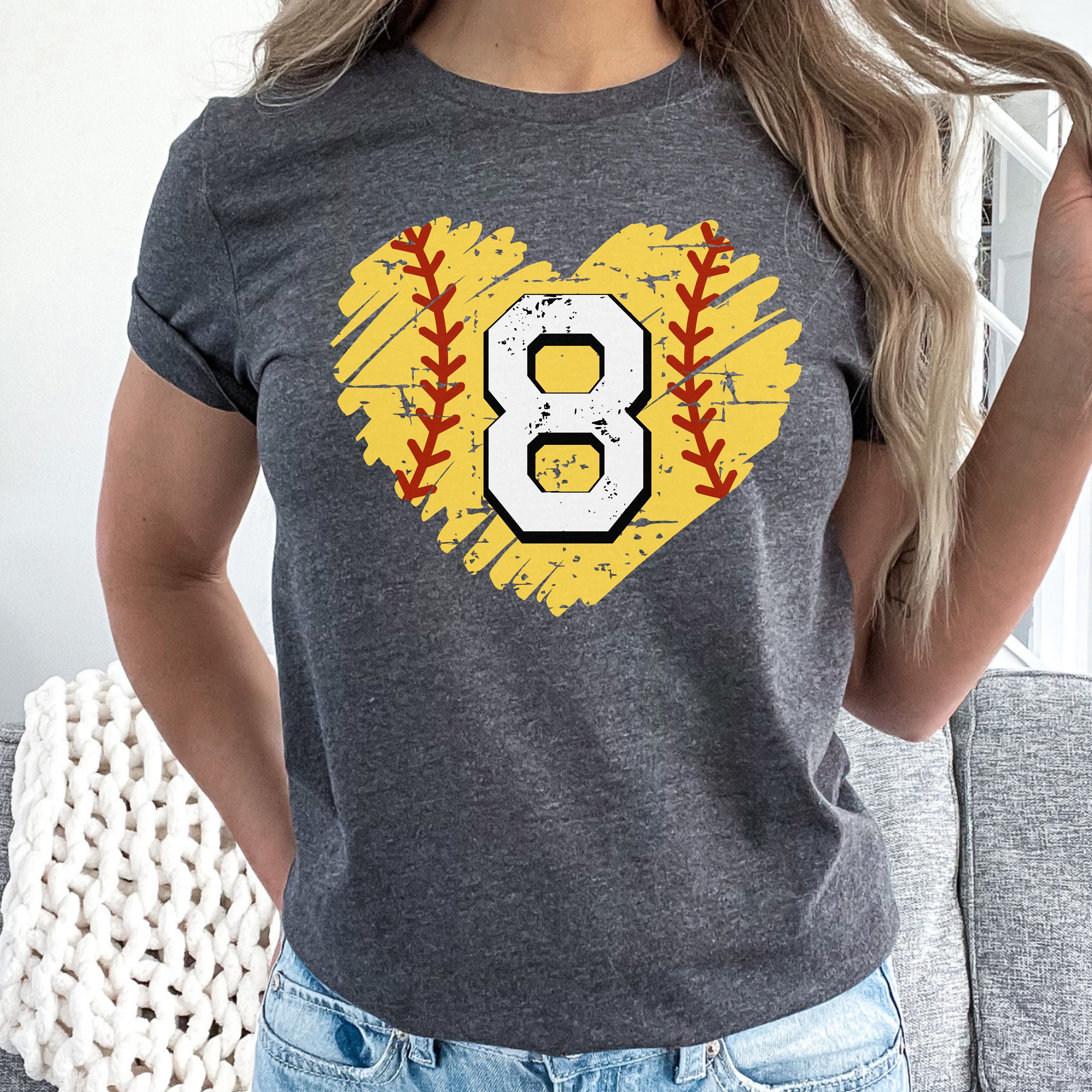 Custom Softball Number Shirt, Softball Heart Shirt, Softball Mom Shirt, Softball Team Shirt, Personalized Softball Shirt, Softball Fan Shirt