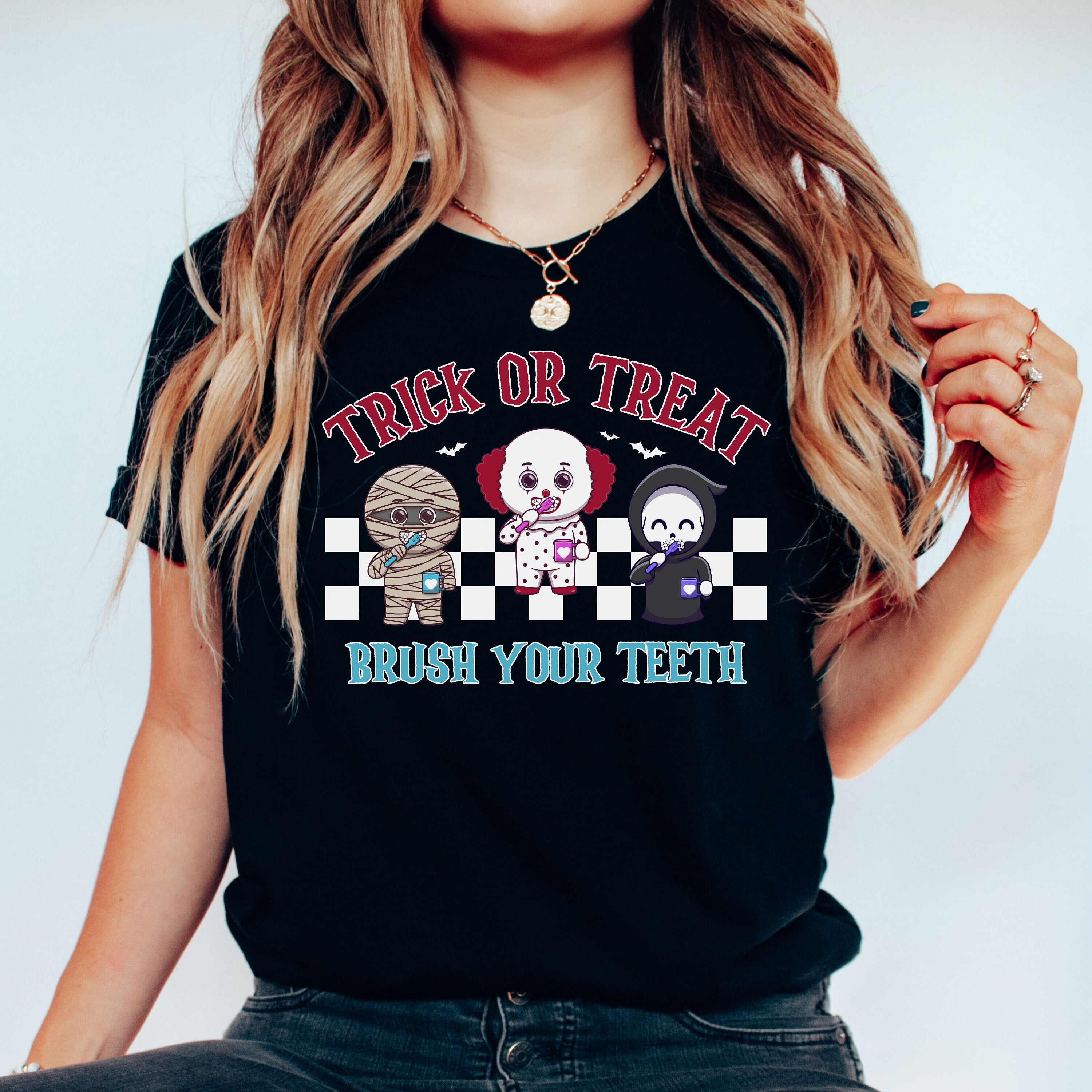 Dentists Halloween shirts, funny dentist Halloween shirt, Dental Assistant Shirt, trick or treat brush your teeth tee