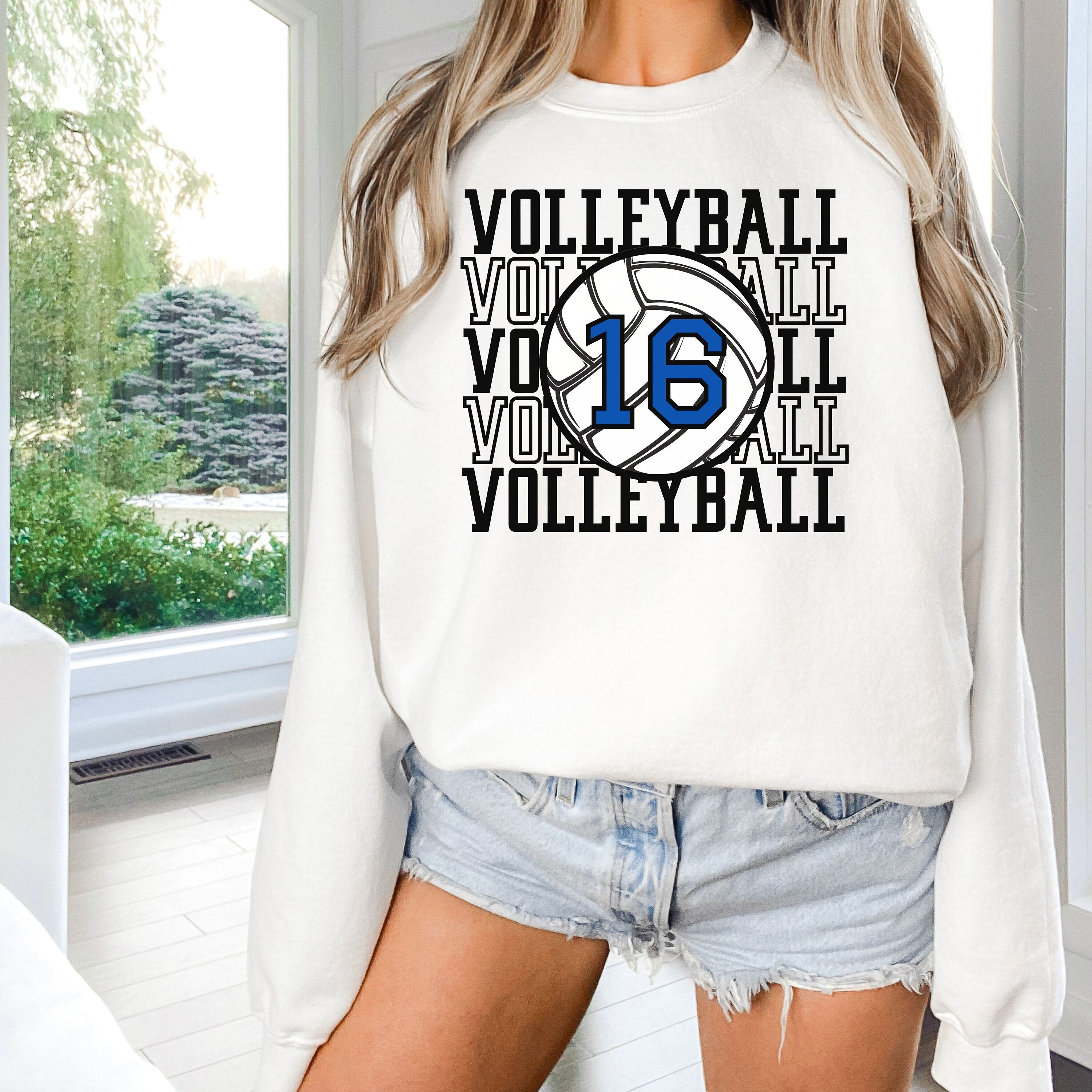 Personalized Volleyball Mom Crewneck, Volleyball Pullover, Volleyball Number Shirt, Custom Volleyball Team