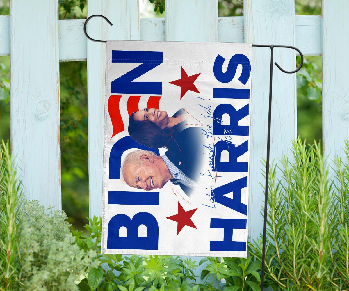 Biden Harris 2024 Flag Let's Finish The Job Joe Biden Campaign Merch 2024 Presidential Election