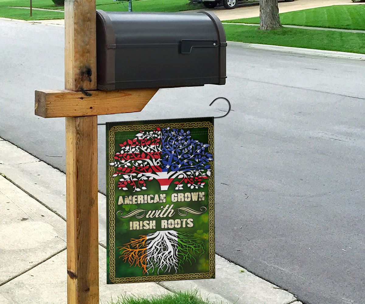 American Grown With Irish Roots Flag Shamrock Flag St Patrick's Day Flag