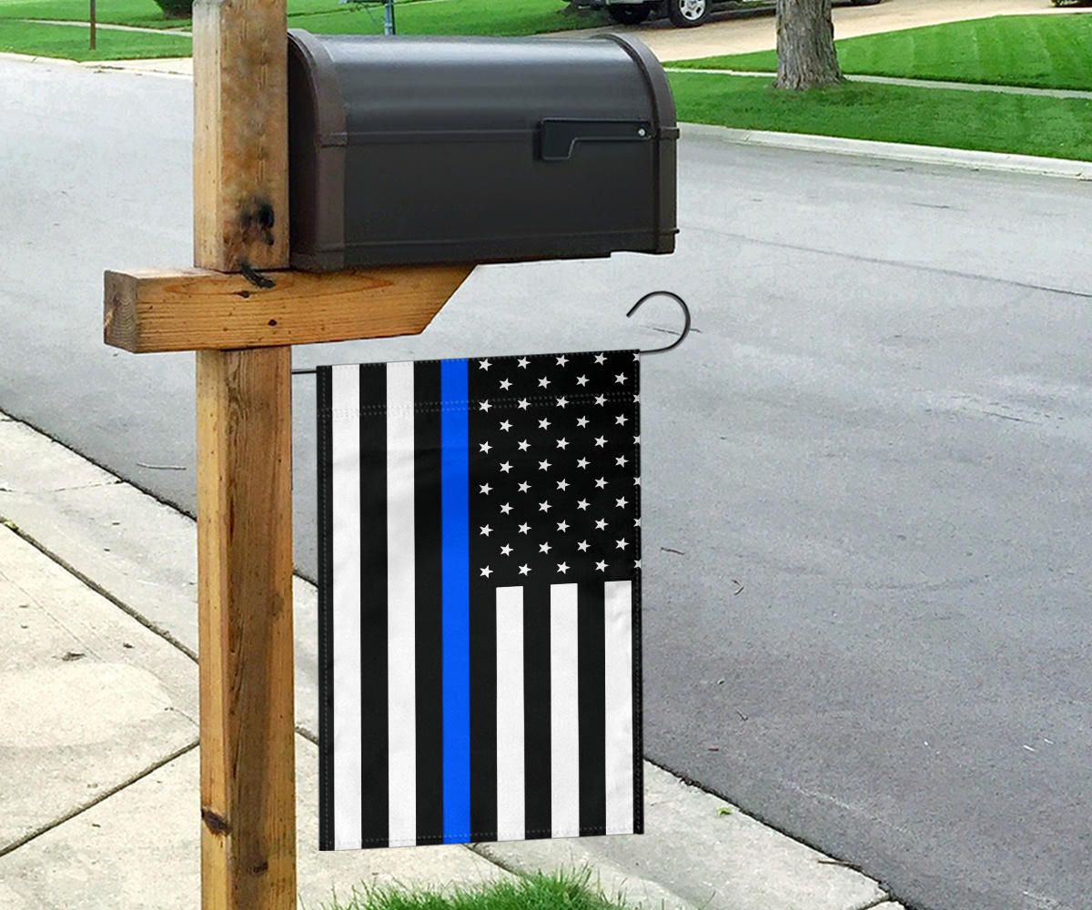 Thin Blue Line Flag With Stars And Stripes - Black White And Blue American Police Flag