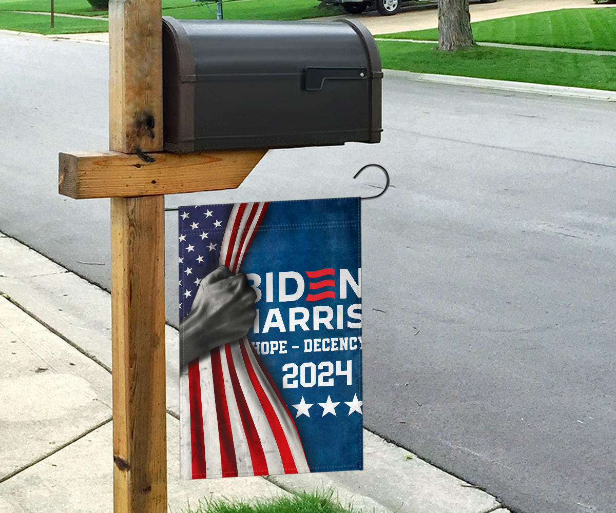 Biden Harris 2024 Hope Decency Flag And American Flag Support Biden Harris Merch