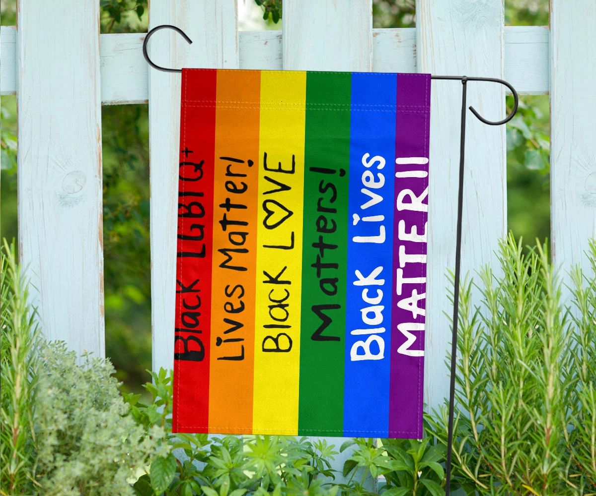 BLM And LGBT Flag Rainbow Flag Black Lives Matter Right Racism Flag Inside Outside Decor