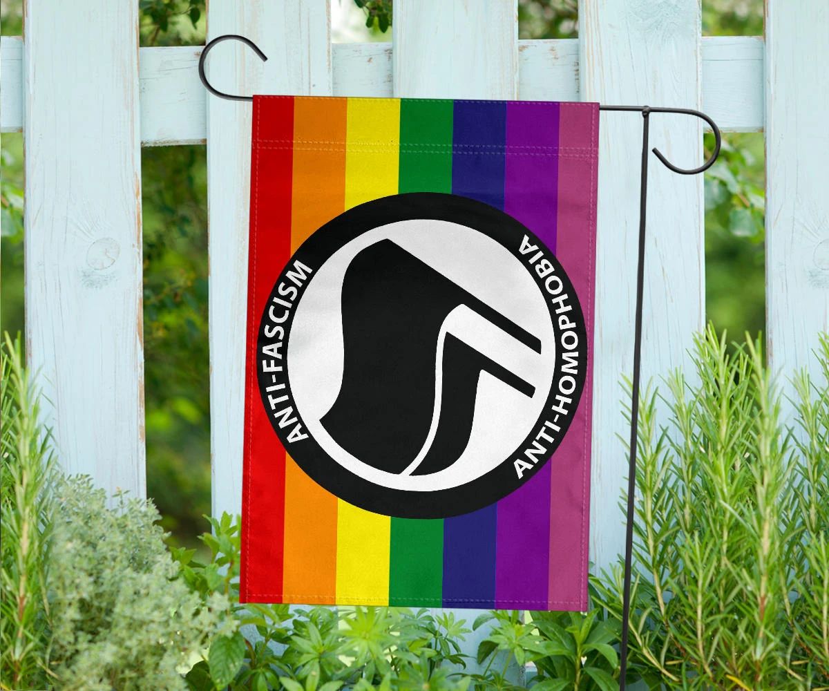 Antifa Anti Homophobia Flag LGBT Pride Anti Fascism Racism Anti Homophobe LGBTQ Supporter