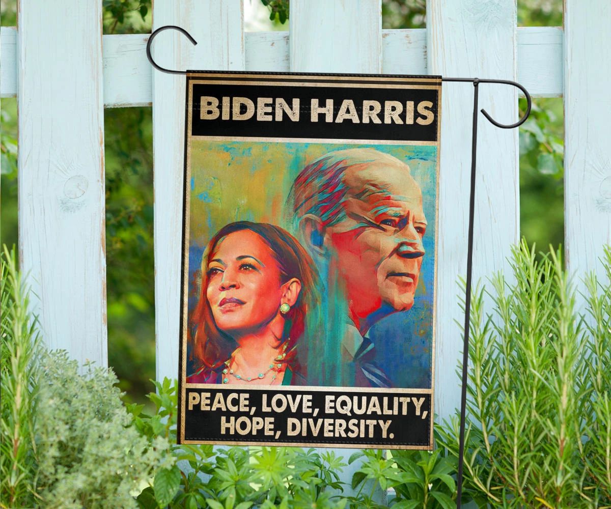 Biden Harris Flag Peace Love Equality Hope Diversity Biden Merch Outdoor Decor