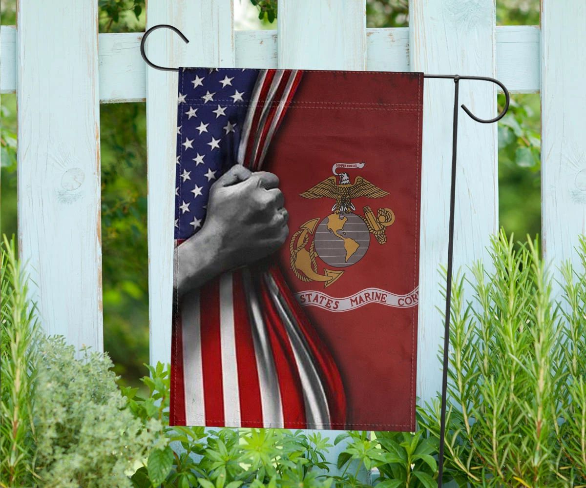 U.S Marine Corps Flag Inside American Flag Patriotic Welcome Holiday 4Th July Decor In-Outdoor